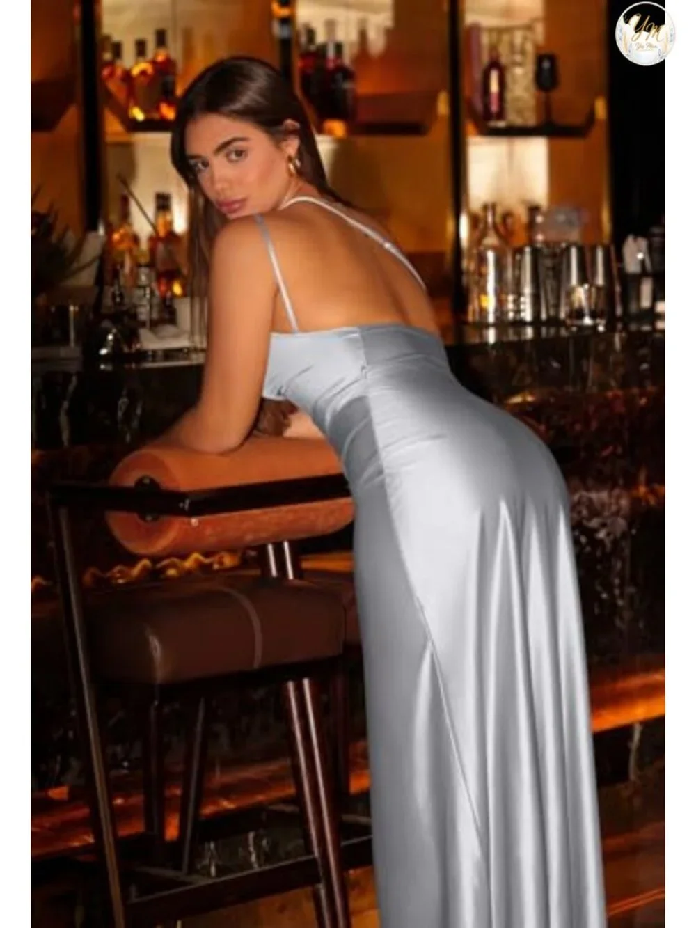 Women's High Split One Shoulder Satin Maxi Dress S-XL